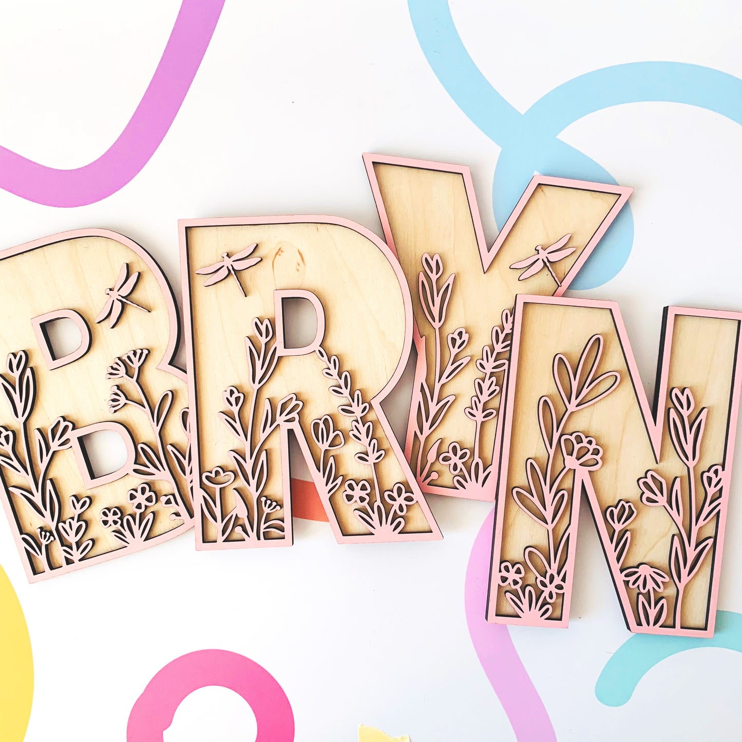 Floral Themed Layered Letters