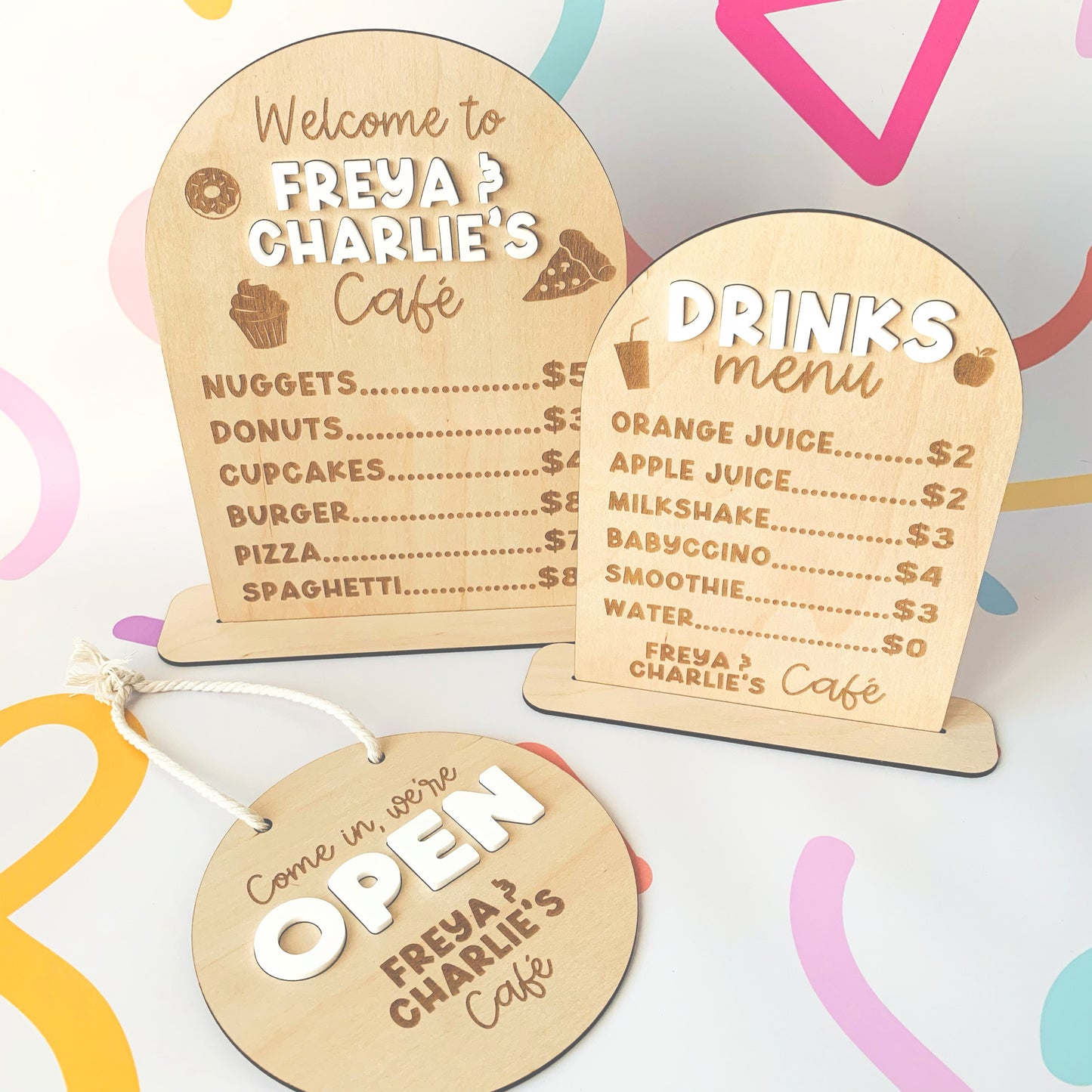 Personalised Play Kitchen Food Menu Sign