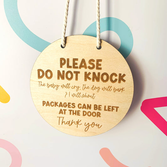 Funny Baby Sleeping Loud Dog Door Sign