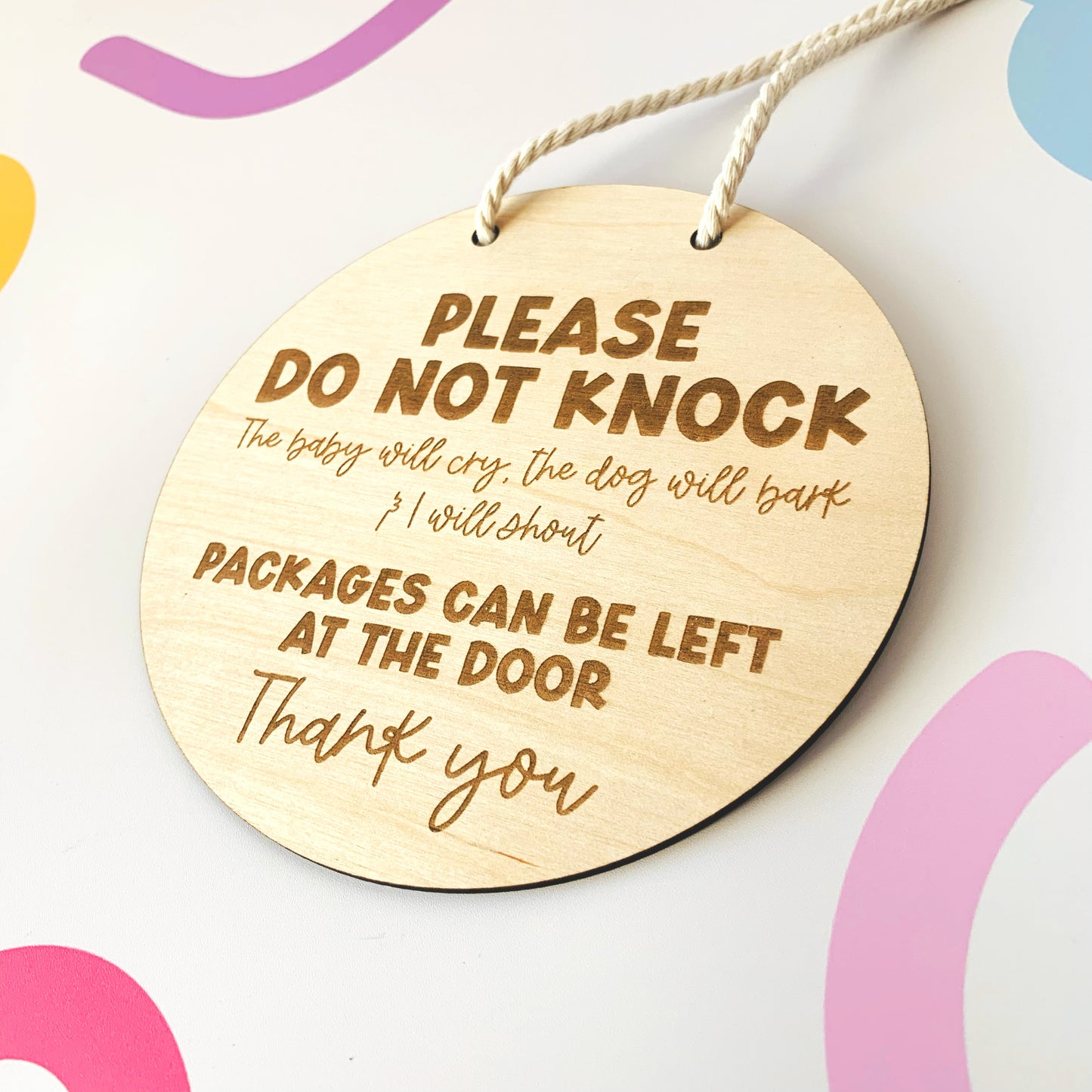 Funny Baby Sleeping Loud Dog Door Sign