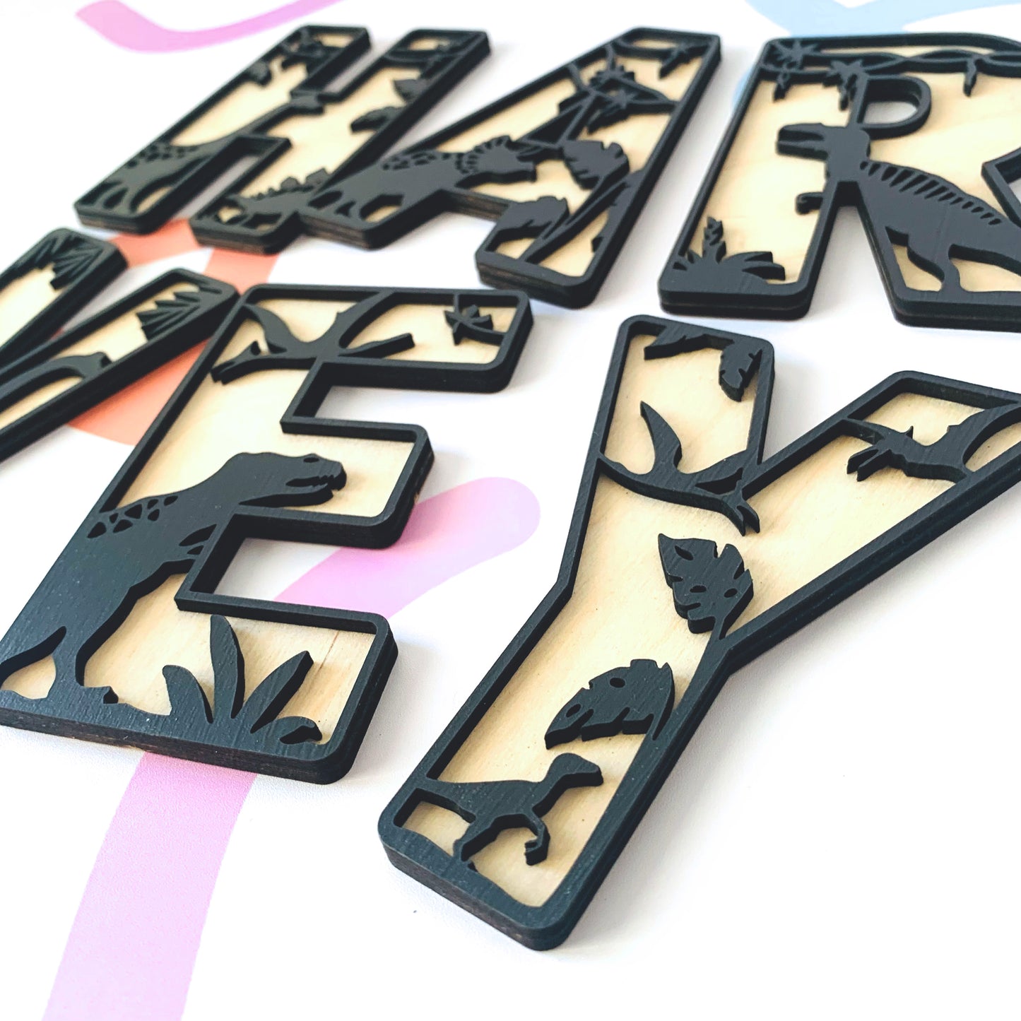 Dinosaur Themed Layered Letters