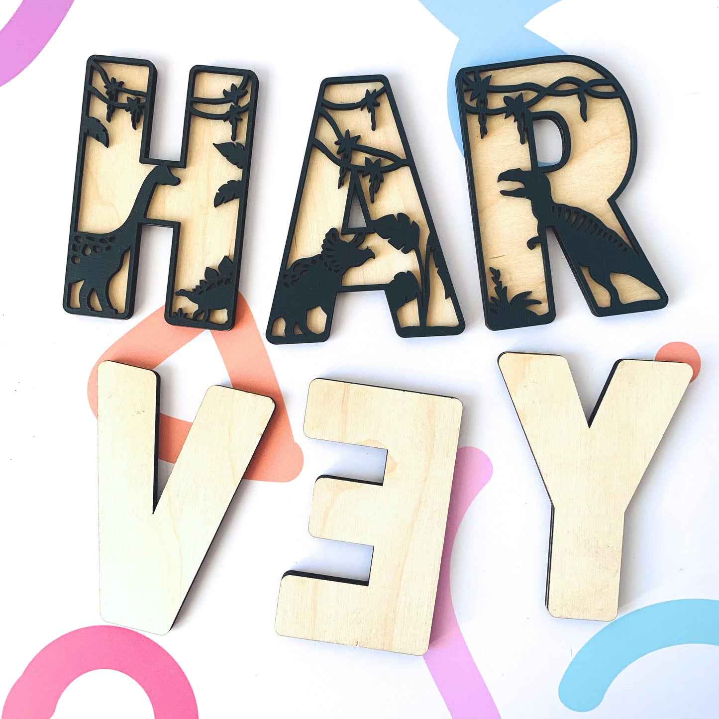 Dinosaur Themed Layered Letters