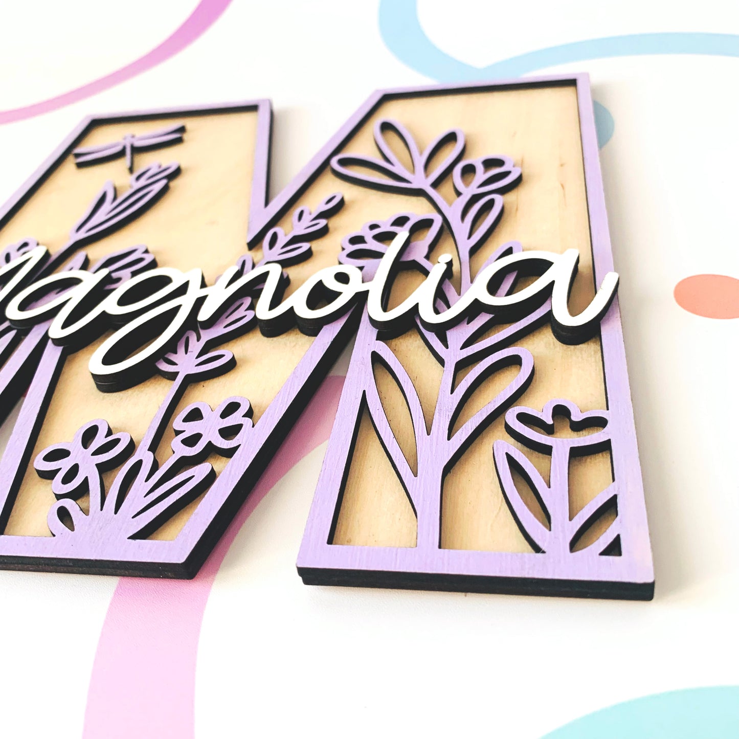 Floral Themed Layered Letter with Name