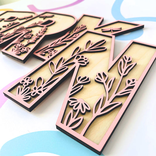 Floral Themed Layered Letters
