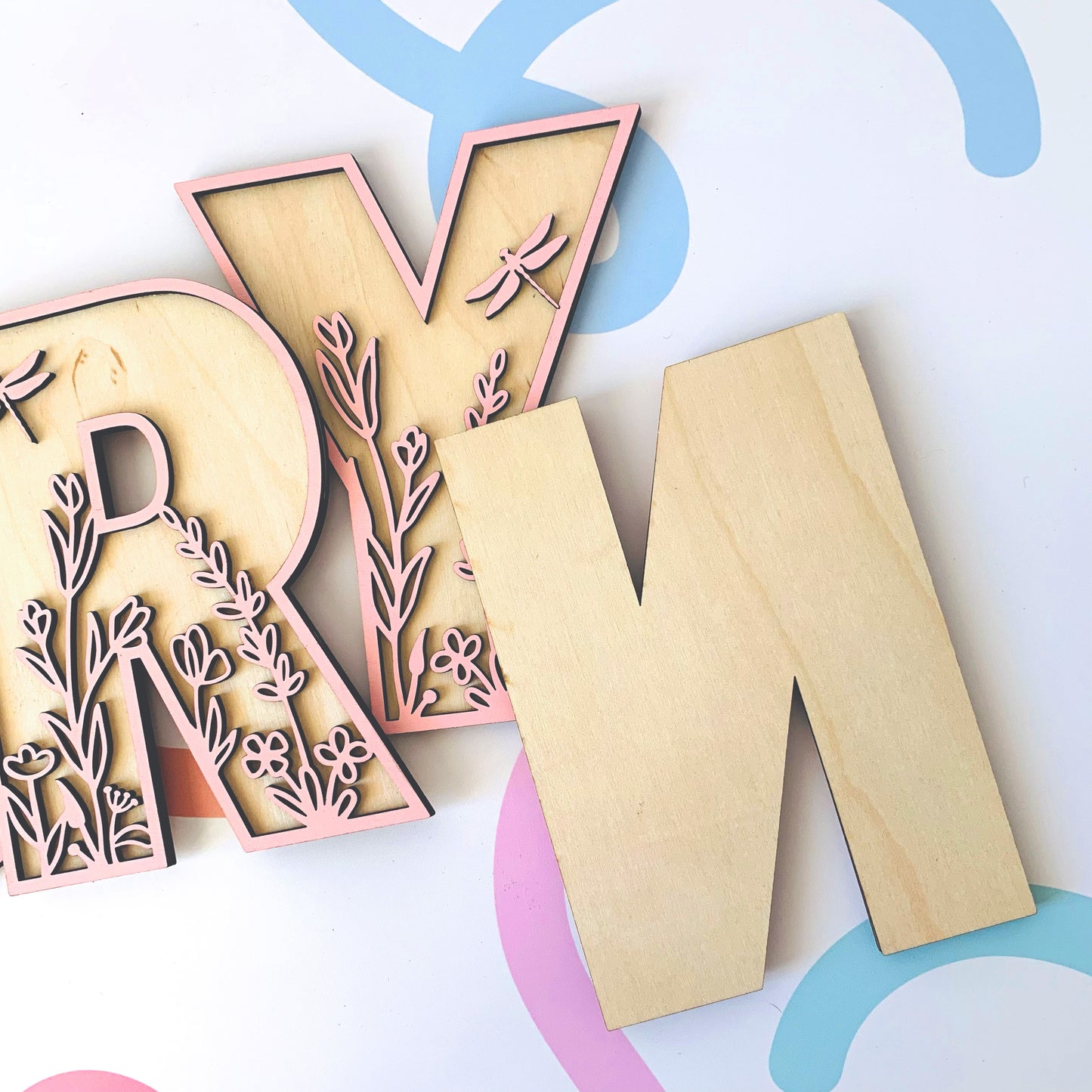 Floral Themed Layered Letters