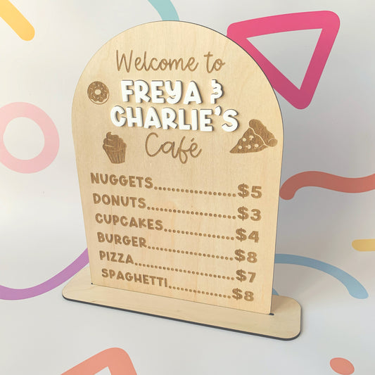 Personalised Play Kitchen Food Menu Sign