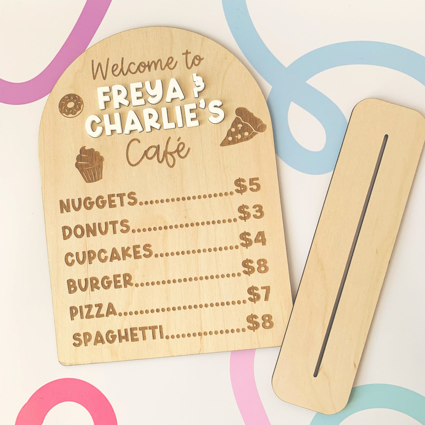 Personalised Play Kitchen Food Menu Sign