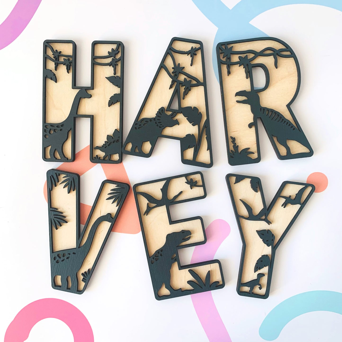 Dinosaur Themed Layered Letters