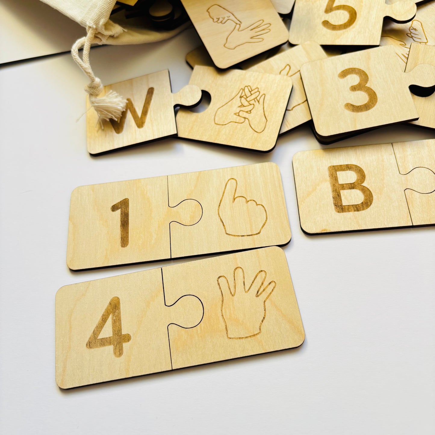 Auslan Match Puzzle - Alphabet & Numbers