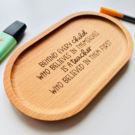 Engraved Teacher Wooden Desk Tray
