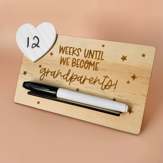 Weeks Until We Become Grandparents Wooden Countdown