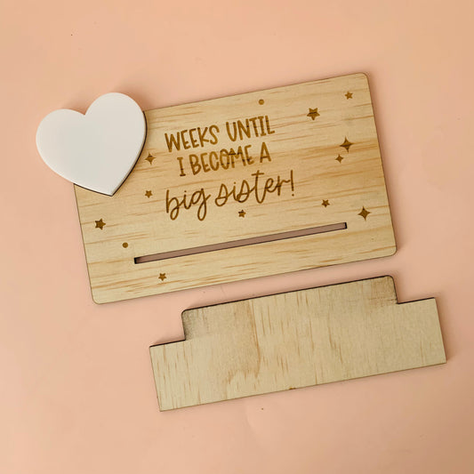 Weeks Until I Become a Big Sister Wooden Countdown