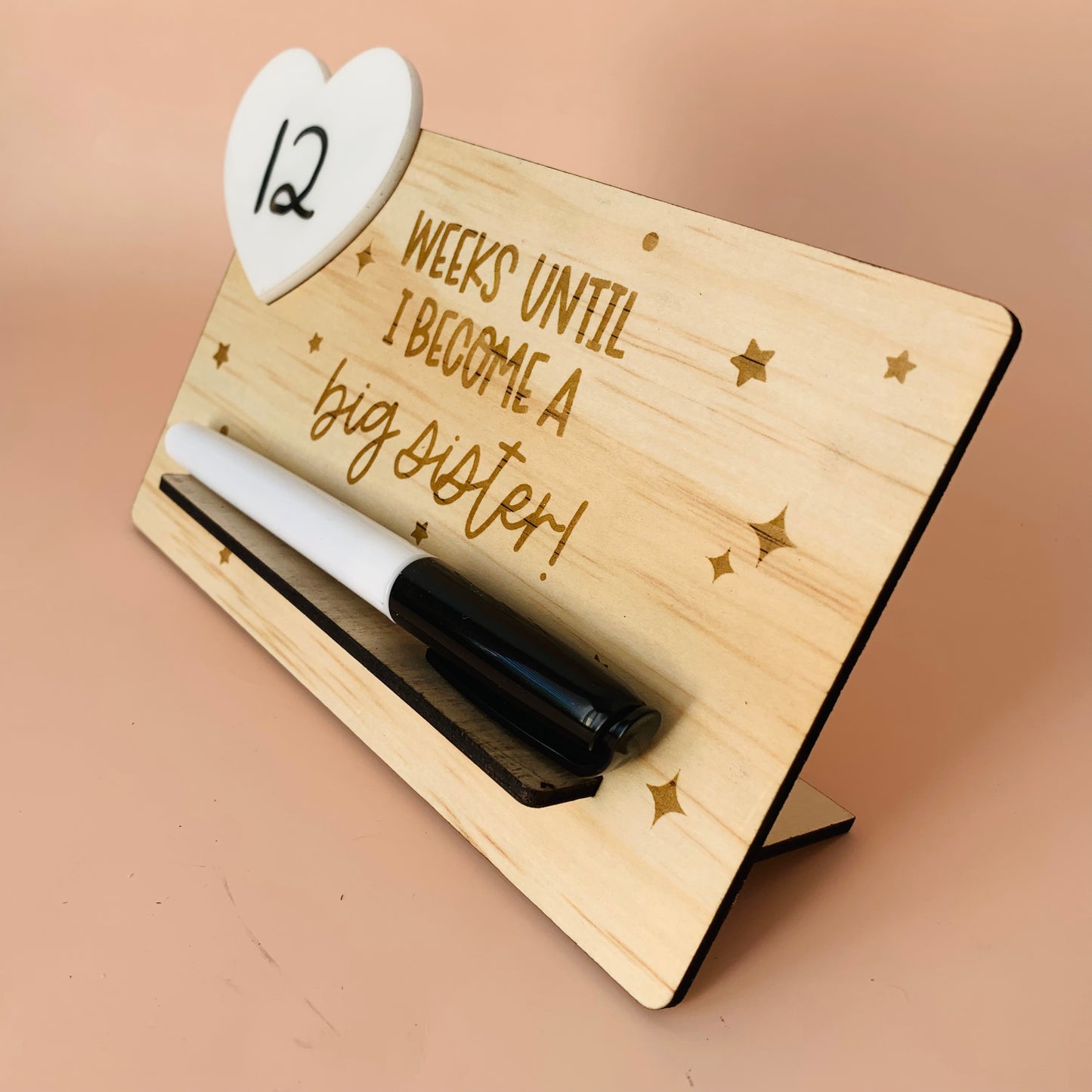 Weeks Until I Become a Big Sister Wooden Countdown