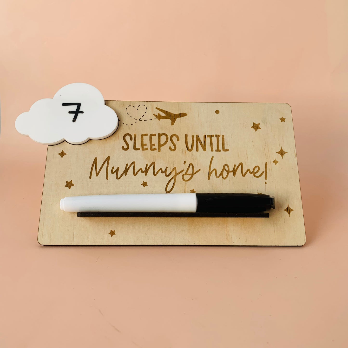 Sleeps Until Mummy's Home Wooden Countdown