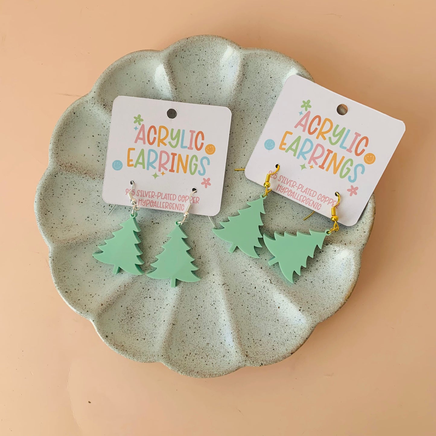 Acrylic Christmas Tree Earrings
