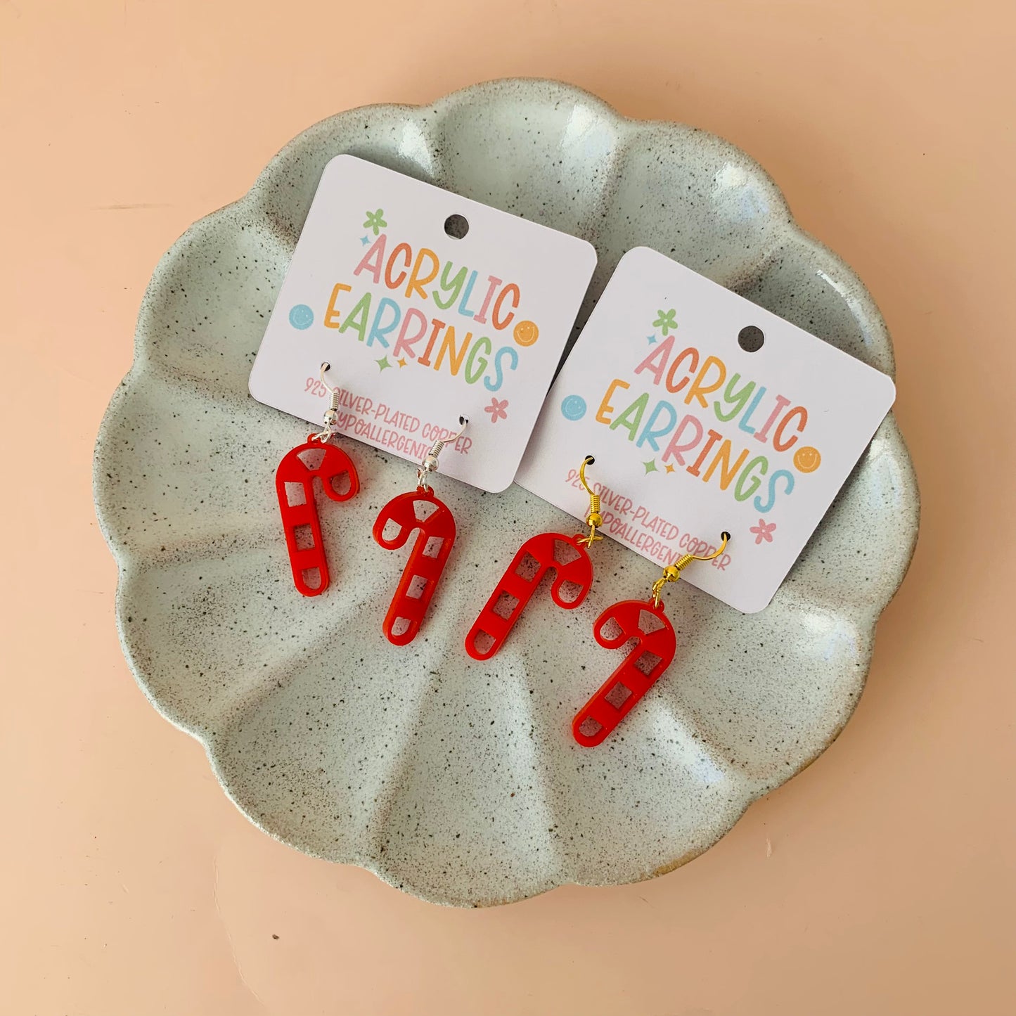 Acrylic Candy Cane Earrings