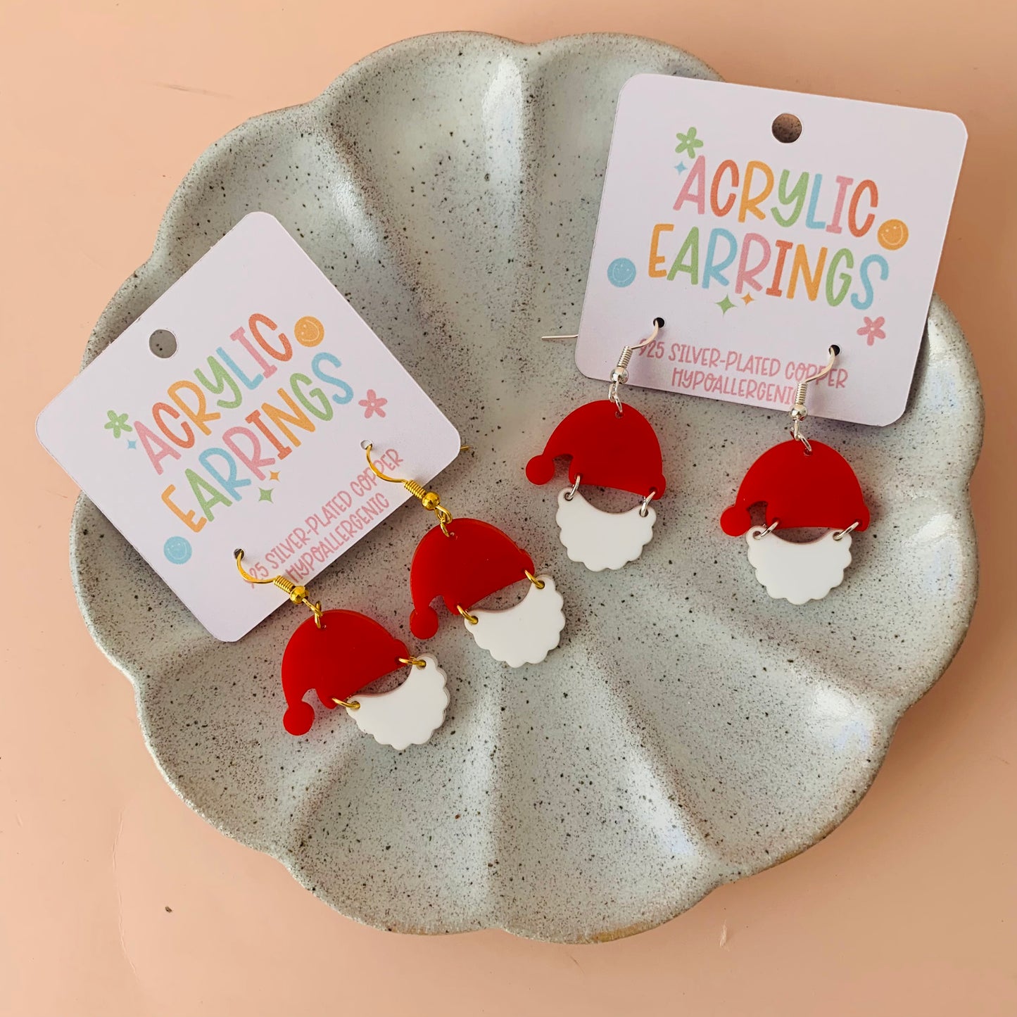 Acrylic Santa Earrings