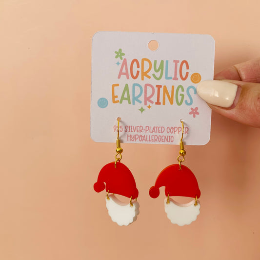 Acrylic Santa Earrings