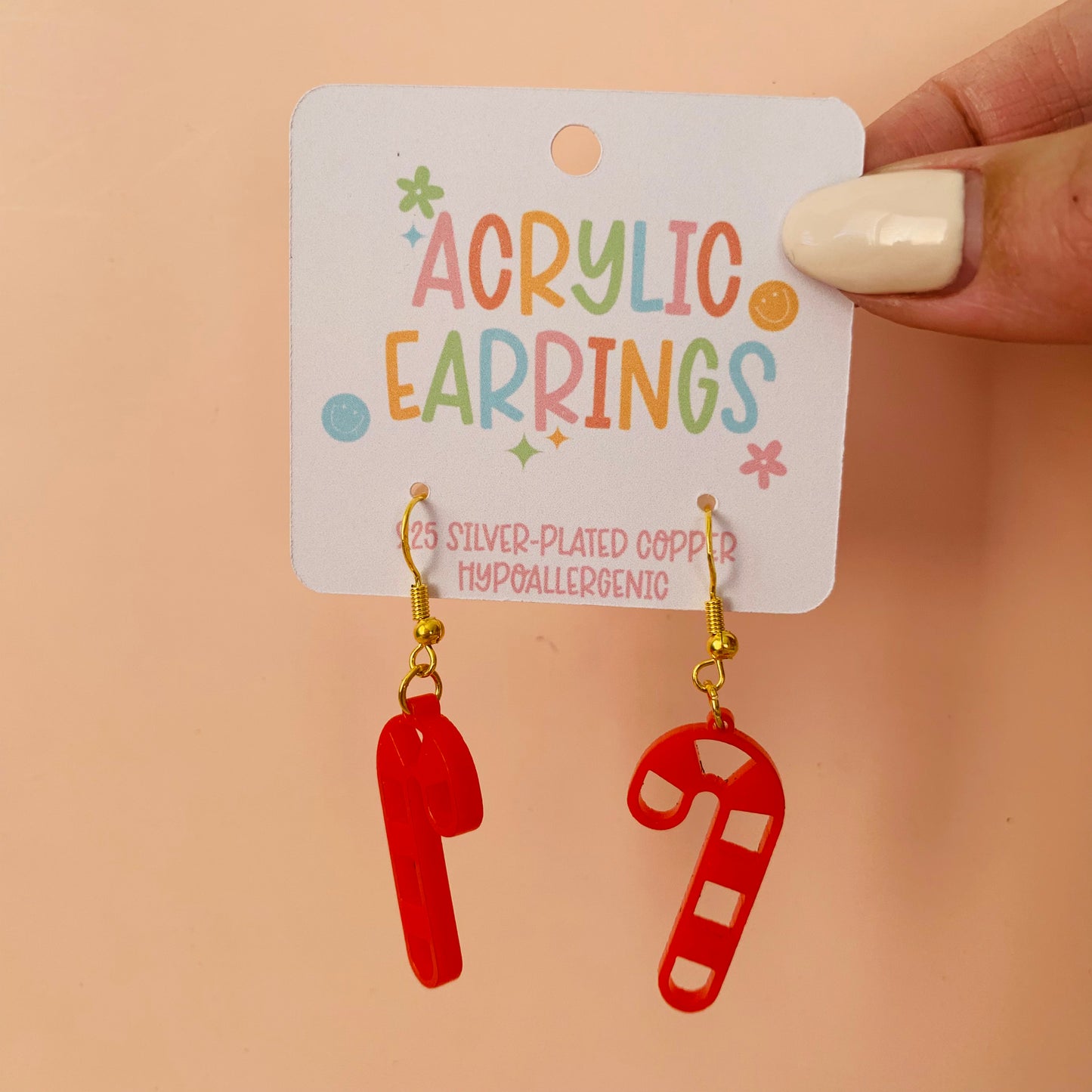 Acrylic Candy Cane Earrings
