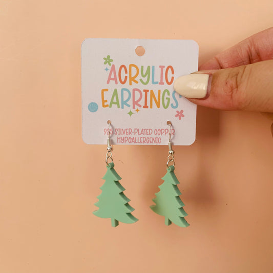 Acrylic Christmas Tree Earrings