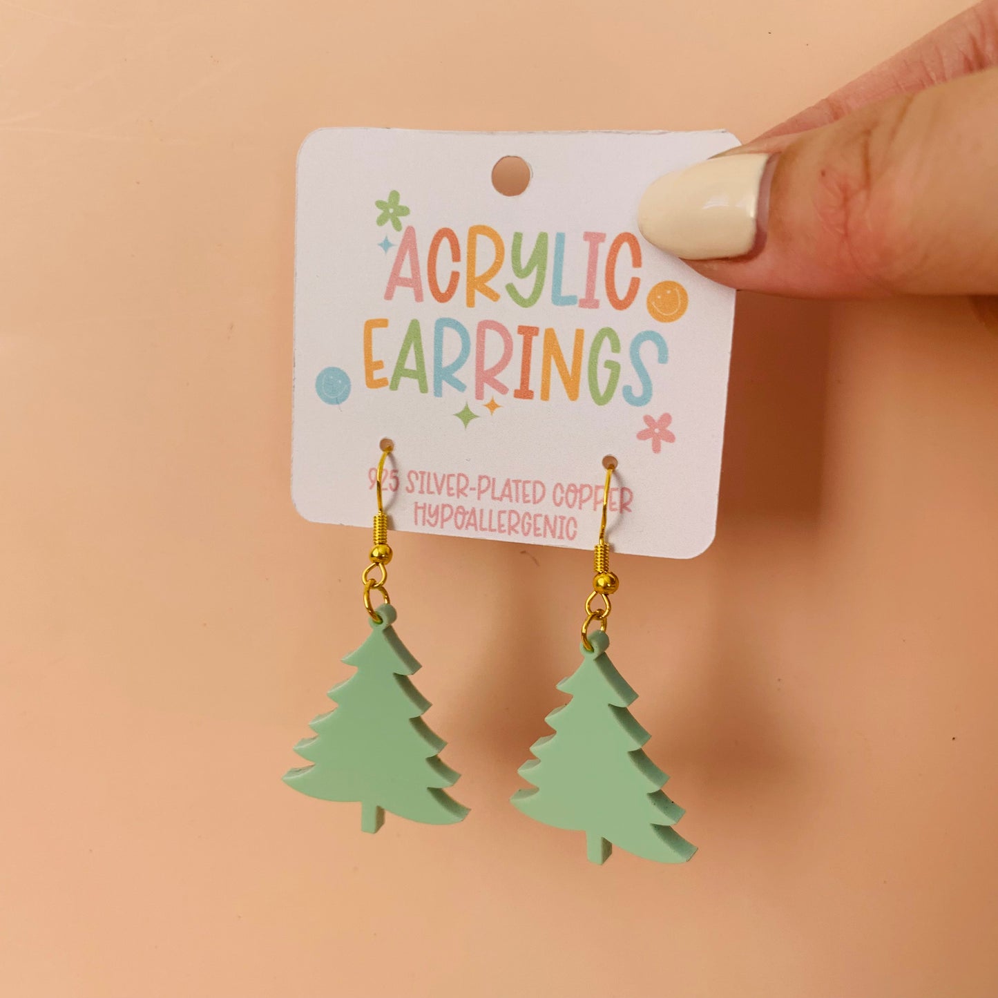 Acrylic Christmas Tree Earrings