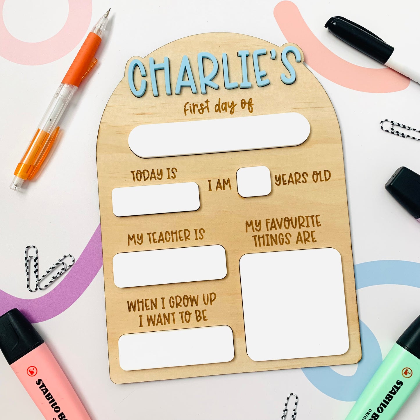 Large Personalised First Day of School Board
