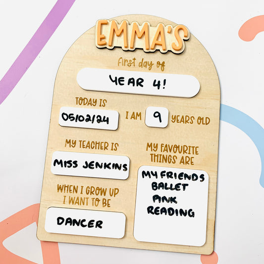 Interchangeable First Day of School Board