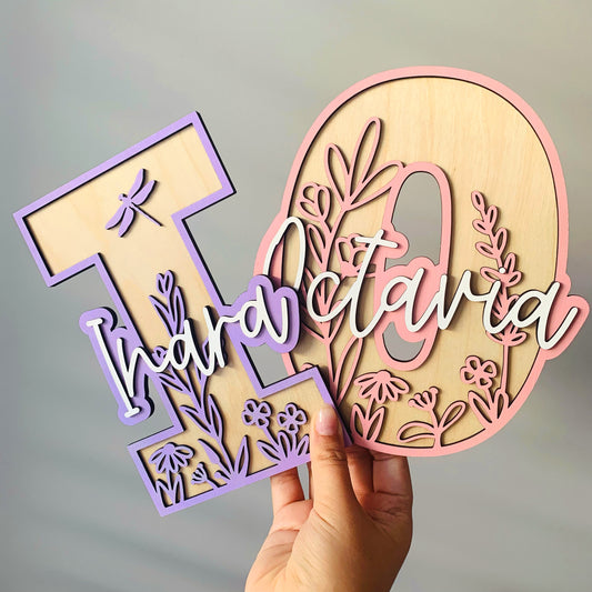 Floral Themed Layered Letter with Name