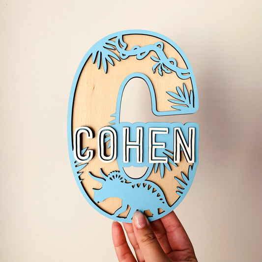 Dinosaur Themed Layered Letter with Name