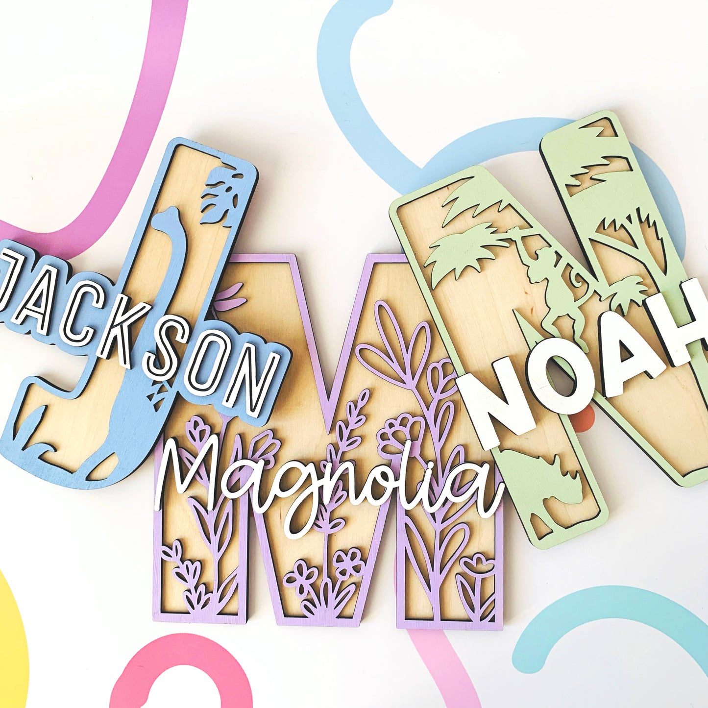 Floral Themed Layered Letter with Name