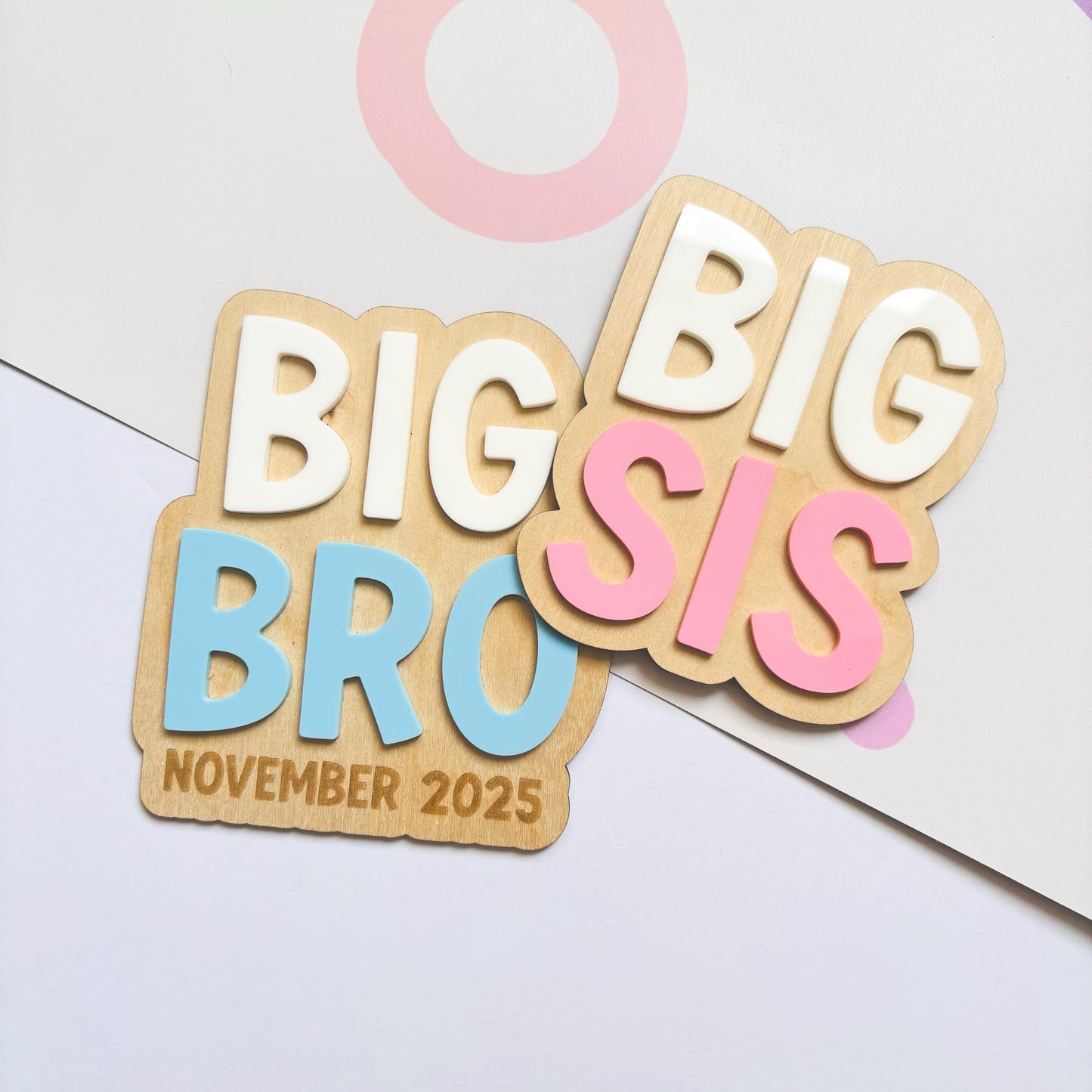 Big Bro / Big Sis Shaped Announcement Plaque