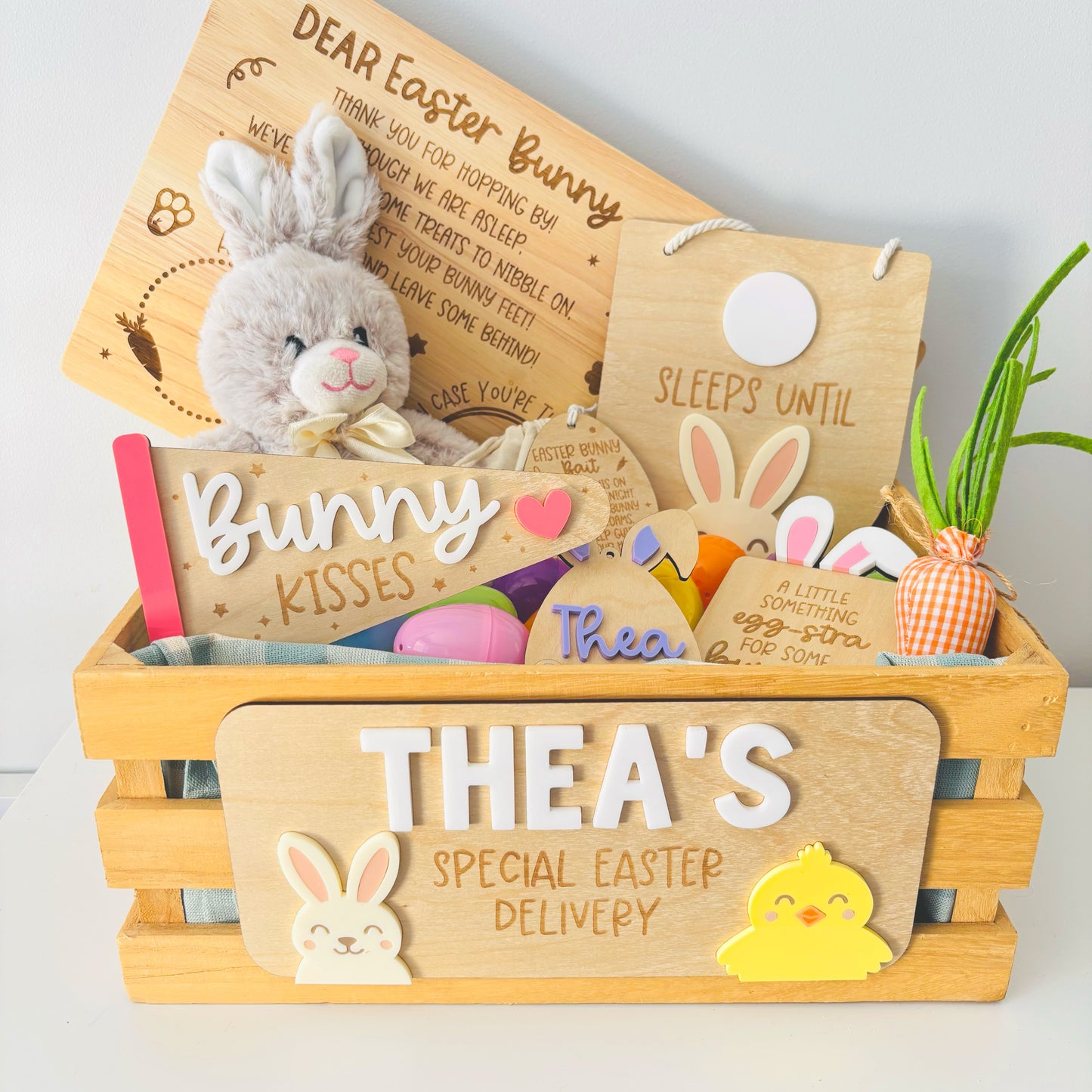 Bunny & Chick Easter Crate Plaque