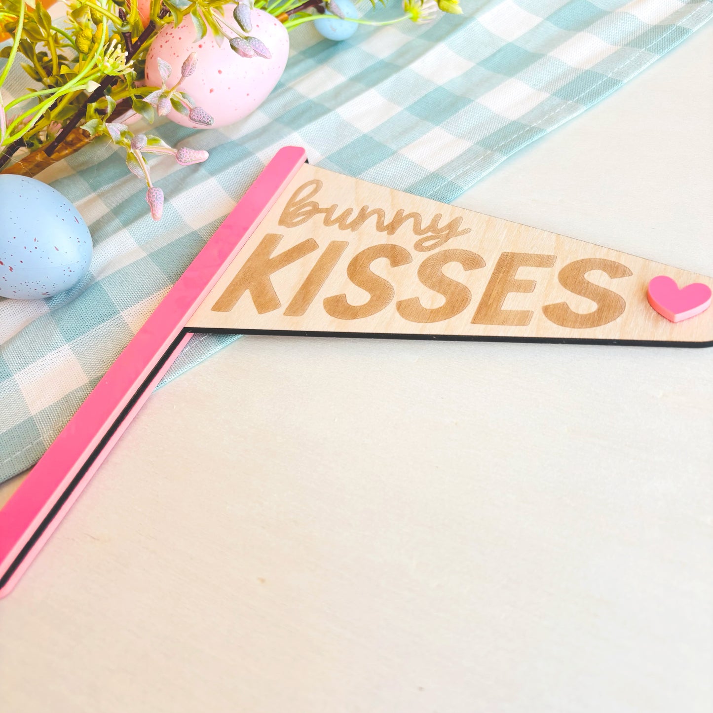 Wood and Acrylic Bunny Kisses Easter Flag