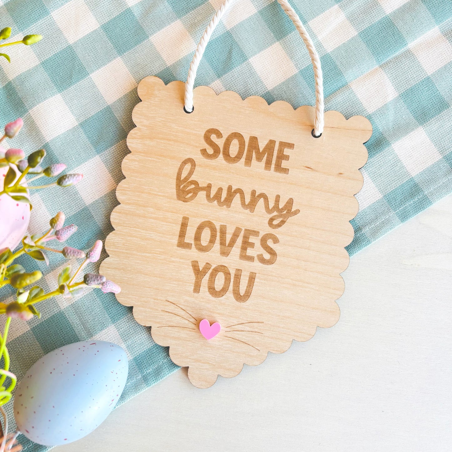 Some Bunny Loves You Hanging Scalloped Easter Banner