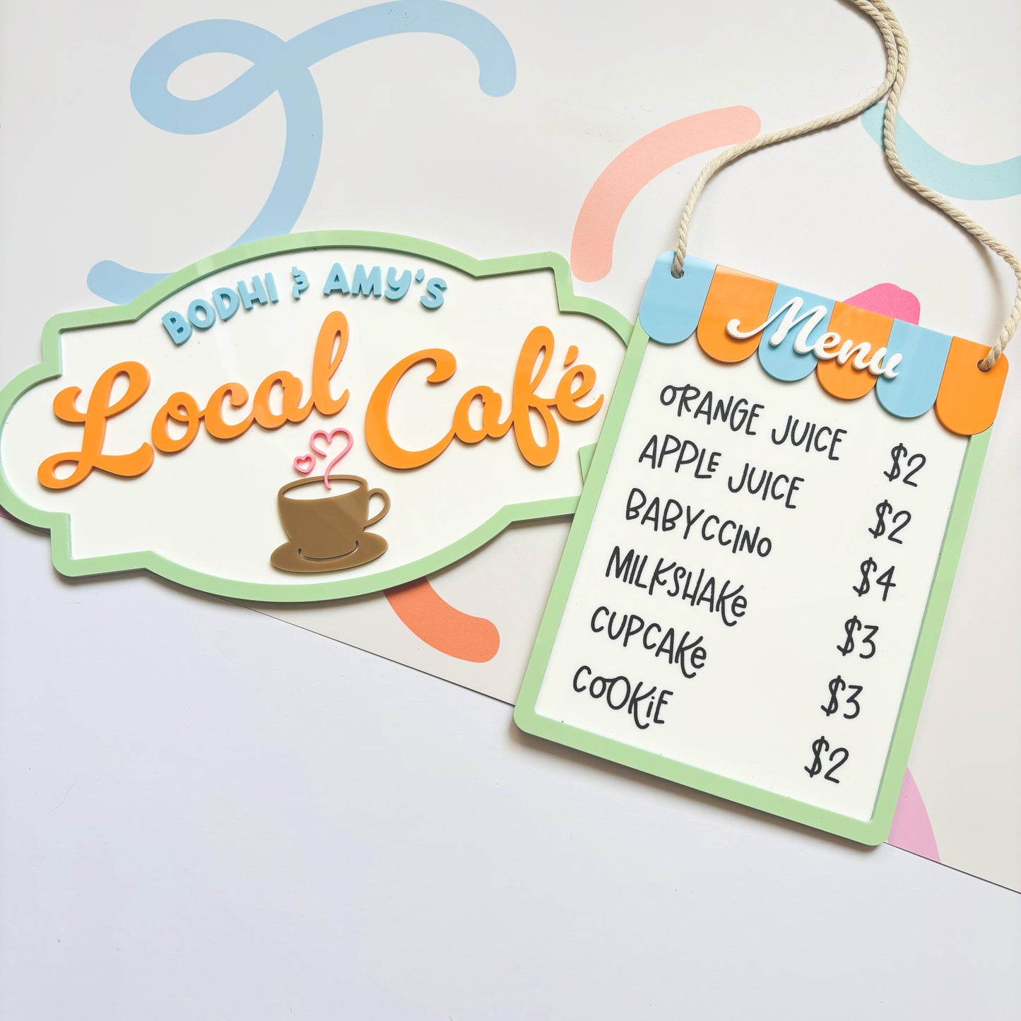Local Cafe Personalised Play Sign Set