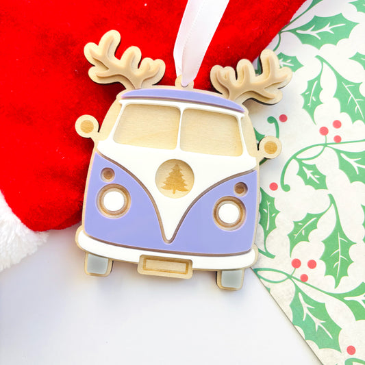 Personalised Reindeer Combi Van Christmas Ornament