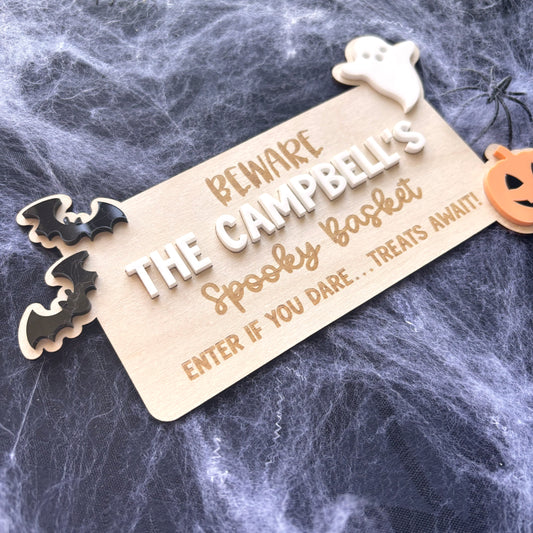 Spooky Basket Halloween Personalised Plaque