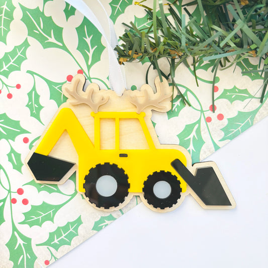 Personalised Construction Digger Christmas Ornament