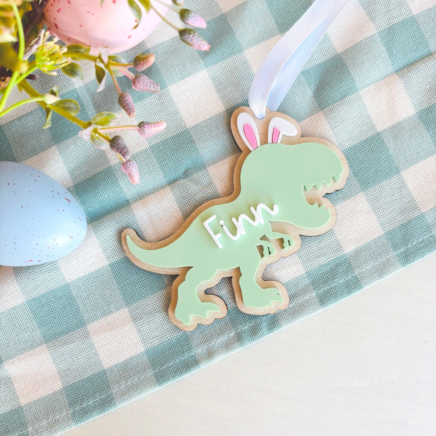 Personalised Dinosaur Easter Basket Tag