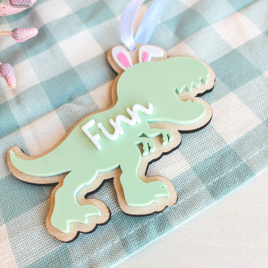 Personalised Dinosaur Easter Basket Tag