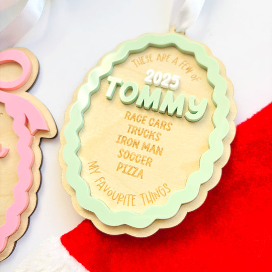 My Favourite Things Personalised Christmas Ornament