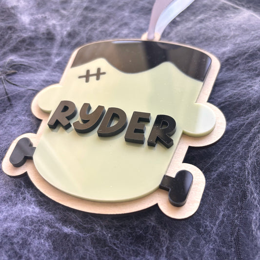 Personalised Frankenstein Halloween Basket Tag