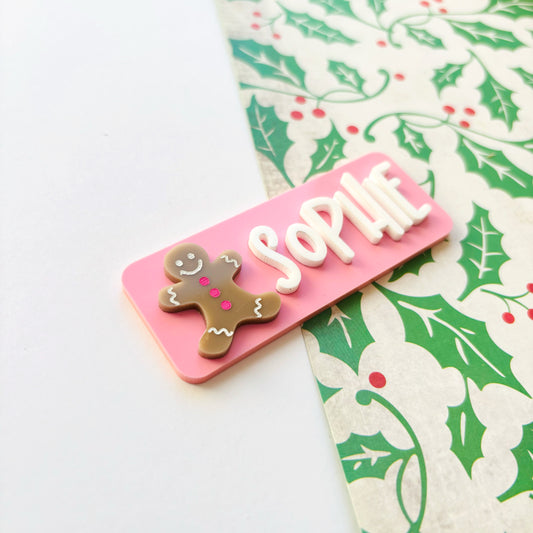 Gingerbread Christmas Acrylic Name Badge