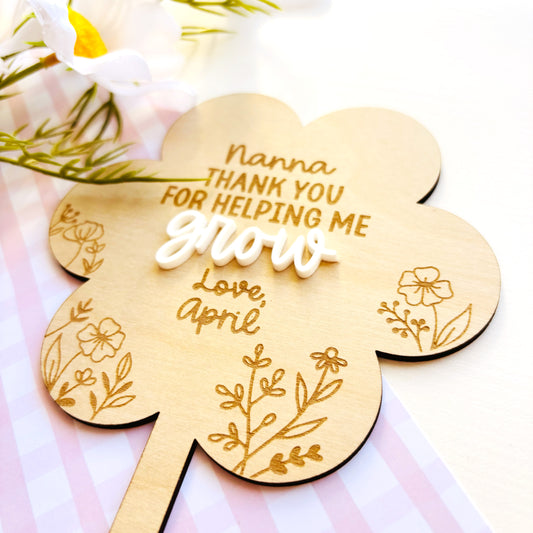 Thank You for Helping Me Grow Plant Stake