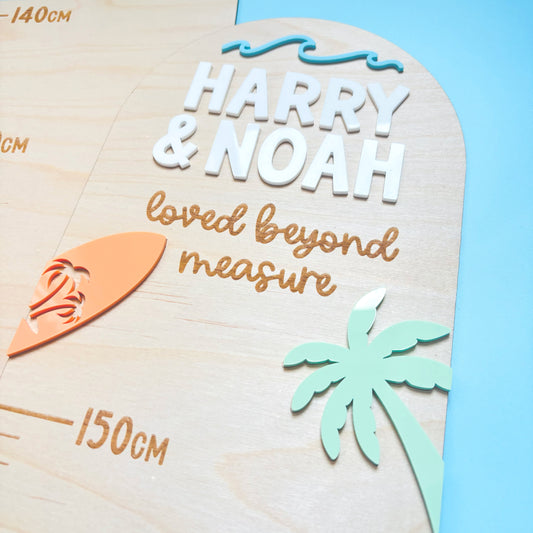 Surfs Up Personalised Height Chart