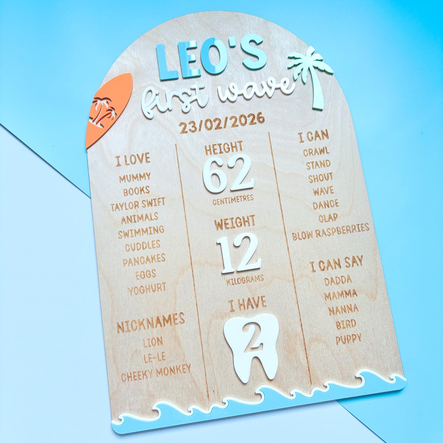 Surfs Up 1st Birthday Info Board