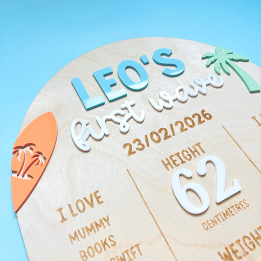 Surfs Up 1st Birthday Info Board