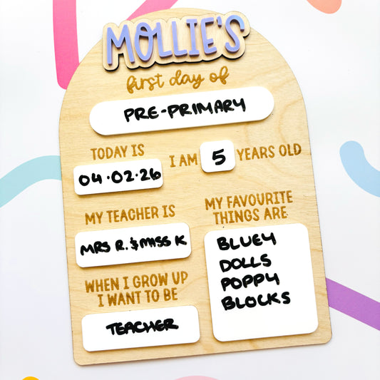 Interchangeable First Day of School Board