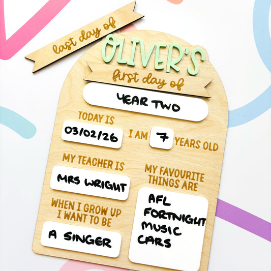 Large Personalised First Day of School Board