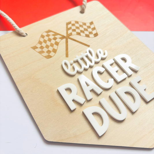 Little Racer Dude Hanging Banner